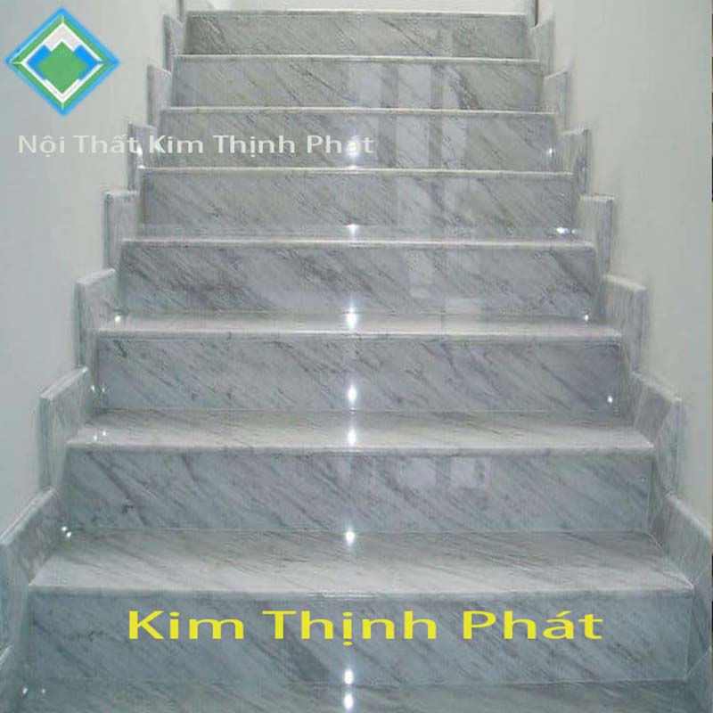 cầu thang đá hoa cương trắng