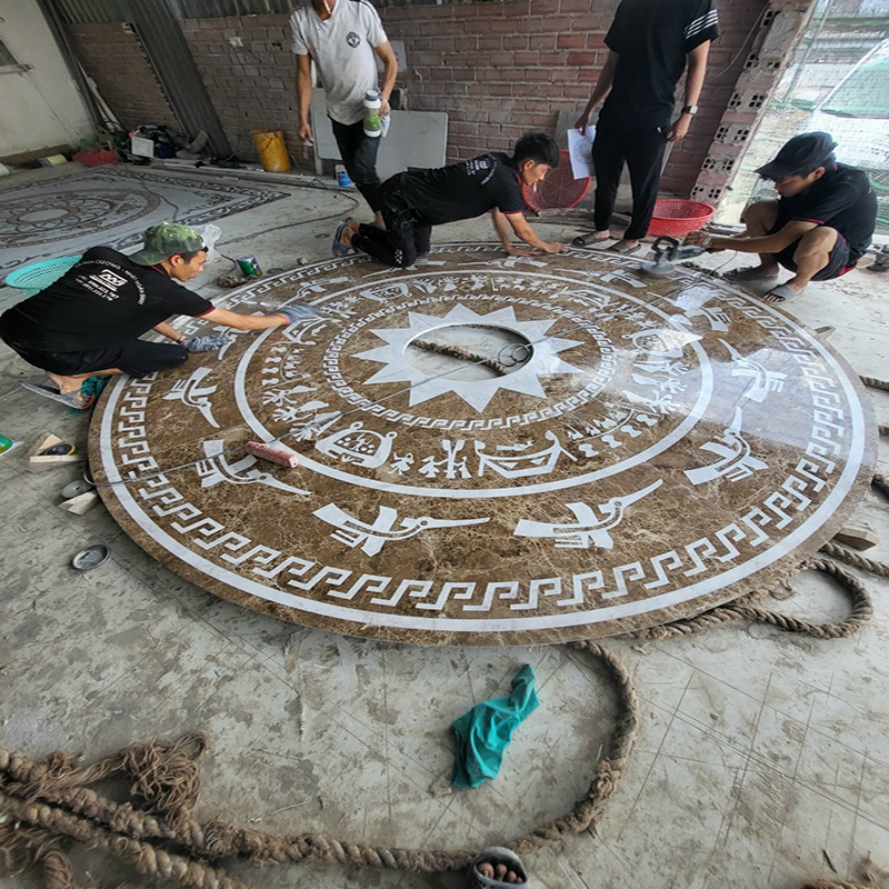 Thi công đá hoa cương hoa văn đẹp