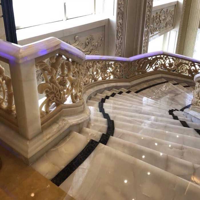 mẫu cầu thang đá biệt thự